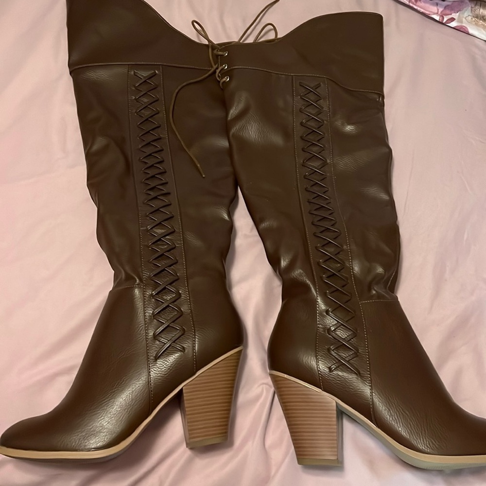 brown over the knee boots